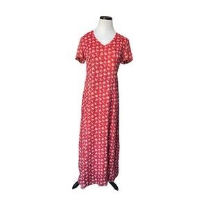 Vintage Laura Ashley English Countryside Floral Maxi Dress Size 8 Red UK Cottage